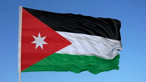 Looping flag for Jordan on flag pole, blowing beautifully in the wind. Includes 動画素材 79760336