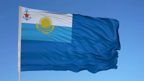 Looping flag for Kazakhstan on flag pole, blowing beautifully in the wind. Vídeos de archivo 79773024
