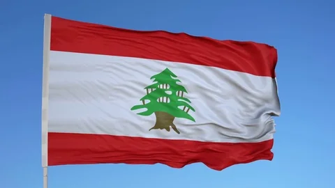 Looping flag for Lebanon on flag pole, blowing beautifully in the wind. Includes Vídeos de archivo 79765537