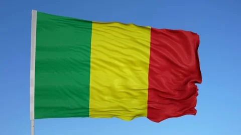 Looping flag for Mali on flag pole, blowing beautifully in the wind. Includes Stock Footage 79762078