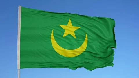 Looping flag for Mauritana on flag pole, blowing beautifully in the wind. Vídeos de archivo 79749874