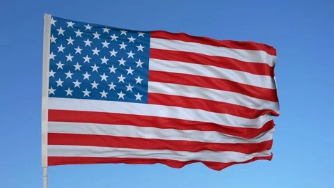 Looping flag for Midway Islands on flag pole, blowing beautifully in the wind. Stock Footage 79754827