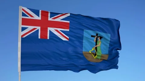Looping flag for Montserrat on flag pole, blowing beautifully in the wind. Vídeos de archivo 79785351