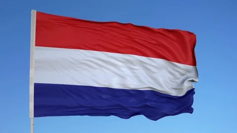 Looping flag for Netherlands on flag pole, blowing beautifully in the wind. Stock-Footage 79786622