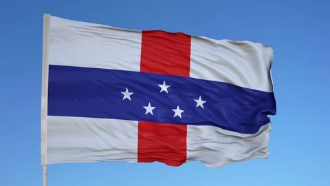 Looping flag for Netherlands on flag pole, blowing beautifully in the wind. Stock Footage 79794614