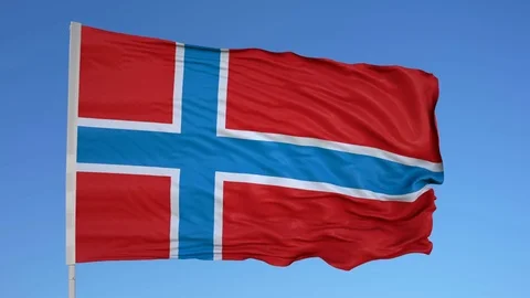 Looping flag for Norway on flag pole, blowing beautifully in the wind. Includes Stock Footage 79793492