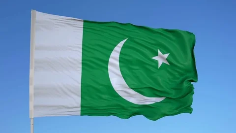 Looping flag for Pakistan on flag pole, blowing beautifully in the wind. Stock Footage 79786100