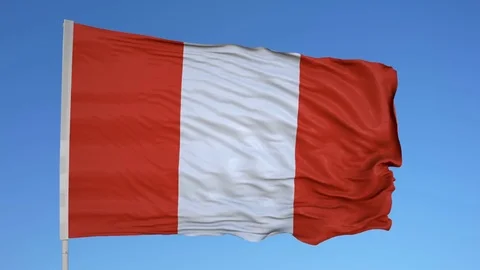 Looping flag for Peru  on flag pole, blowing beautifully in the wind. Includes Stock Footage 79796110