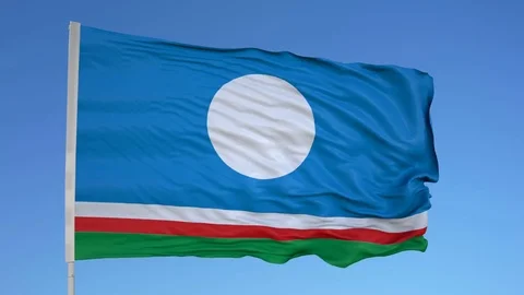 Looping flag for Sakha on flag pole, blowing beautifully in the wind. Includes Stock Footage 79791117