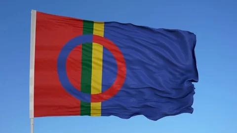 Looping flag for Sami on flag pole, blowing beautifully in the wind. Includes Stock Footage 79796557