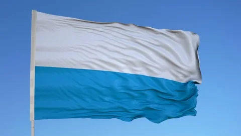 Looping flag for San Marino  on flag pole, blowing beautifully in the wind. Vídeo Stock 79806960
