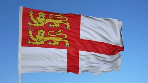 Looping flag for Sark on flag pole, blowing beautifully in the wind. Includes Stock Footage 79805097