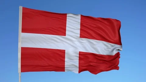 Looping flag for Sovereign Order Malta on flag pole, blowing beautifully in the Stock Footage 79786328