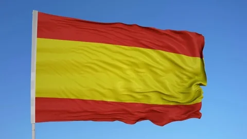 Looping flag for Spain  on flag pole, blowing beautifully in the wind. Includes Stock Footage 79790565