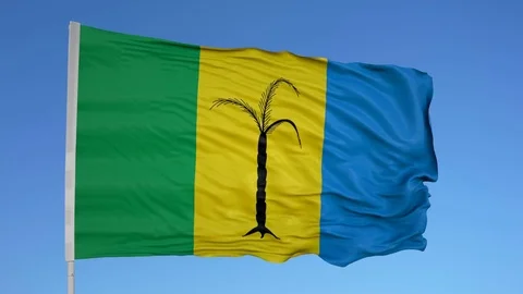 Looping flag for St Christopher on flag pole, blowing beautifully in the wind. Vídeo Stock 79799921