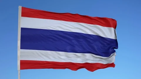 Looping flag for Thailand on flag pole, blowing beautifully in the wind. Vídeo Stock 79789433