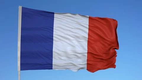 Looping flag for Tromelin on flag pole, blowing beautifully in the wind. Stock Footage 79785728