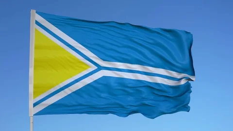 Looping flag for Tuva on flag pole, blowing beautifully in the wind. Includes 動画素材 79807959