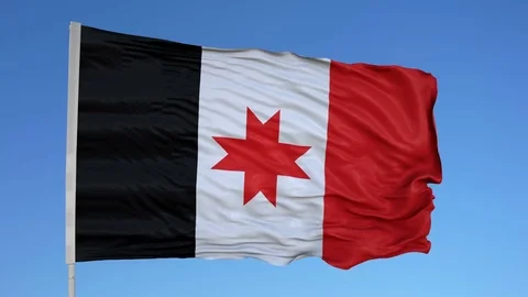 Looping flag for Udmurtia on flag pole, blowing beautifully in the wind. Stock Footage 79804453