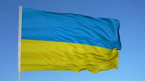 Looping flag for Ukraine on flag pole, blowing beautifully in the wind. Includes Stock-Footage 79785766