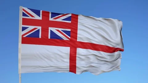 Looping flag for United Kingdom on flag pole, blowing beautifully in the wind. Stock Footage 79791940