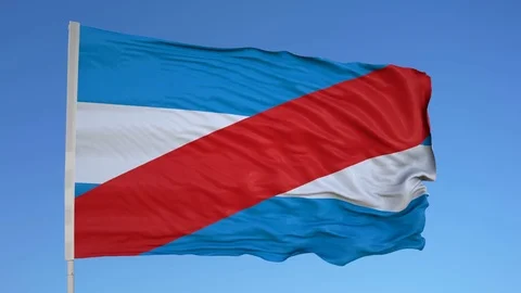 Looping flag for Uruguay on flag pole, blowing beautifully in the wind. Includes Stock Footage 79785593
