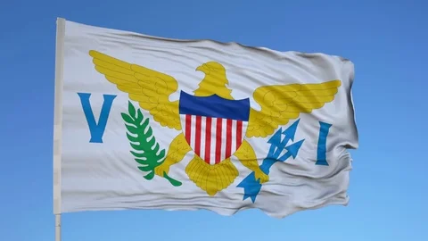 Looping flag for Us Virgin Islands on flag pole, blowing beautifully in the Vídeos de archivo 79807071