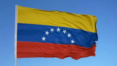 Looping flag for Venezuela  on flag pole, blowing beautifully in the wind. Stock-Footage 79785522
