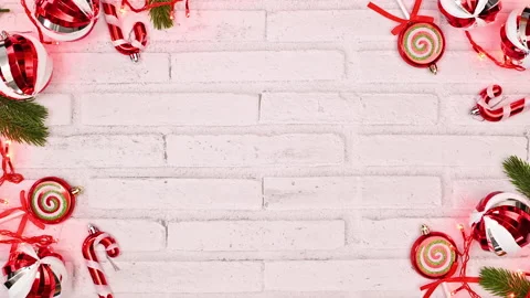 Looping flickering red lights on Christmas greeting card. Stop motion Видео 221919164