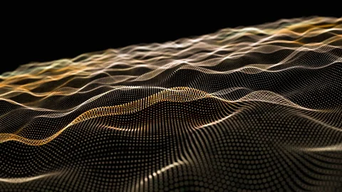 Looping flow gold dots wave wire mesh Stock Footage 198330954