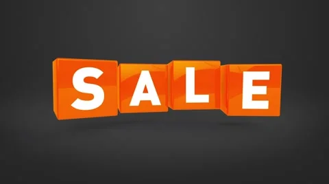 Looping flying orange cubes with text SALE Stock Footage 64825829