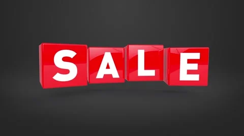Looping flying red cubes with text SALE Stock Footage 64825391
