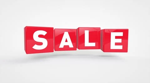 Looping flying red cubes with text SALE Stock Footage 64825510