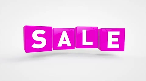 Looping flying violet cubes with text SALE Stock Footage 64826151
