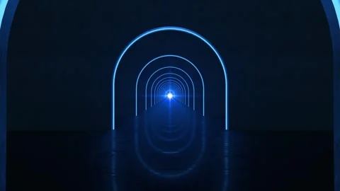 Looping Forward Movement in an Infinite neon Modern Tunnel Stock-Footage 268577459