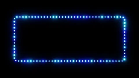 Looping frame of blue dots with neon glow on black background 3d render. Festive Stock Footage 332177121