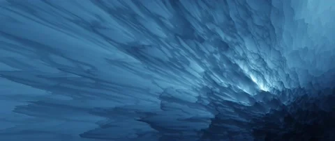 Looping frozen ice cavern, glowing light behind blue glacier shards abstract. Stock Footage 149505493
