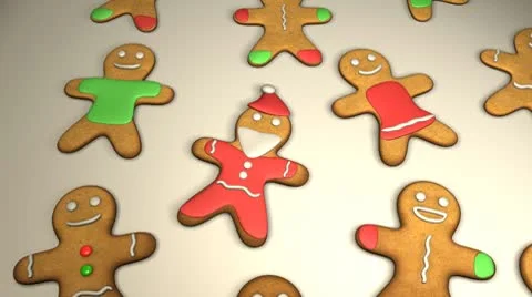 Looping gingerbread man cookies featuring gingerbread Santas Stock Footage 8950817