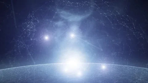 Looping glow digital cyberspace lines dots animation Stock Footage 333714568