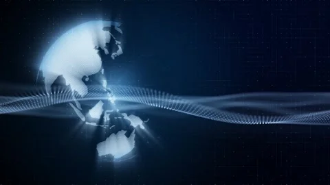 Looping glow shiny earth globe with waves animation Stock Footage 334808438
