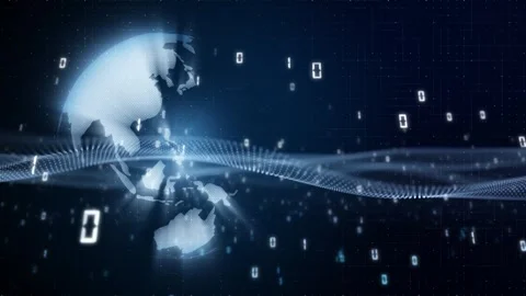 Looping glow shiny earth globe with waves animation Stock Footage 339712458