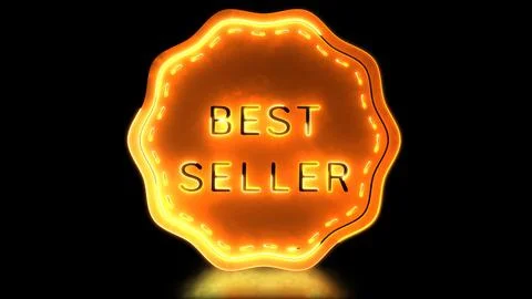 Looping glowing neon effect, best selling icons, black background Illustrazione stock