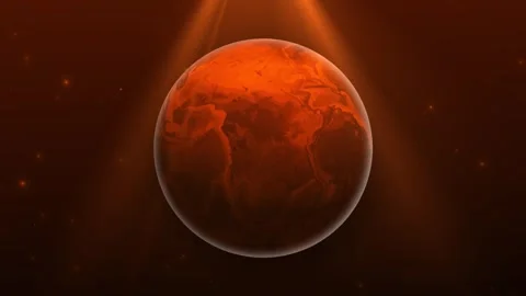 Looping glowing orange stylized planet Video stock 345814309