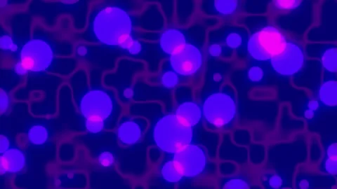 Looping glowing purple and blue bokeh spheres Video stock 345973577