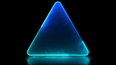 Looping glowing triangle neon frame effect, black background. Stock Illustration