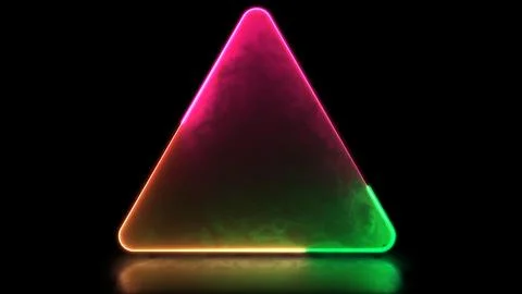 Looping glowing triangle neon frame effect, black background. 库存插图
