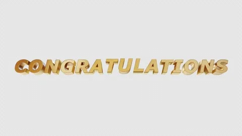 Looping Gold Congratulations Text Rippling With Alpha Channel Stock Footage 247203499