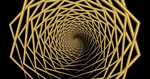 Looping gold Hexagonal Repetition and rotation geometric Animation Stock Footage 245014673