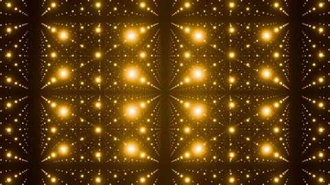 Looping golden geometric grid matrix with dots and shiny light reflection. Video stock 342673876
