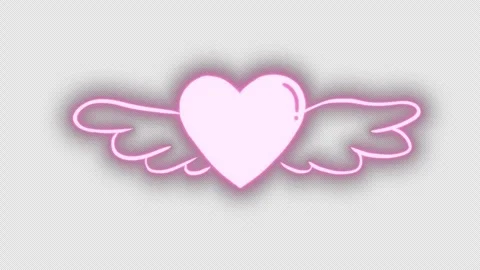 Looping  graphic a hand-drawn heart with wings that glow pink and sparkle Stock Footage 341546627